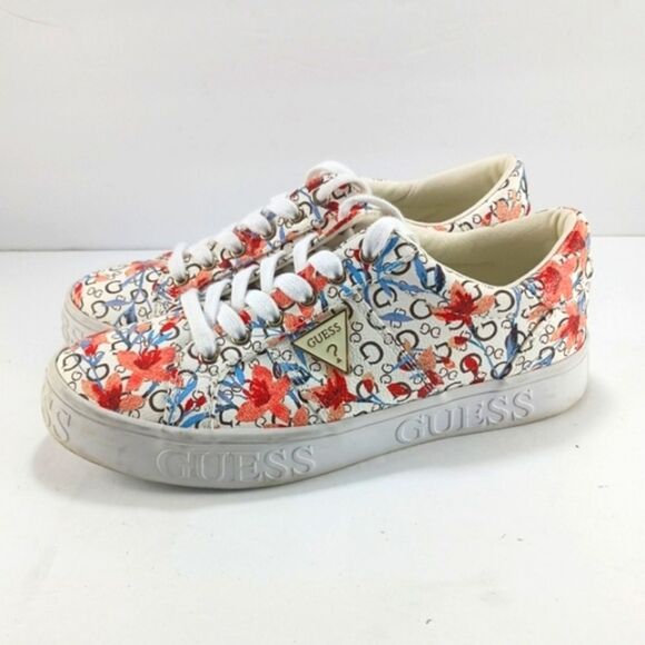 Guess Astray Multi Floral Sneaker Shoes Floral Alphabet Pattern Womans 7........ - Picture 4 of 14
